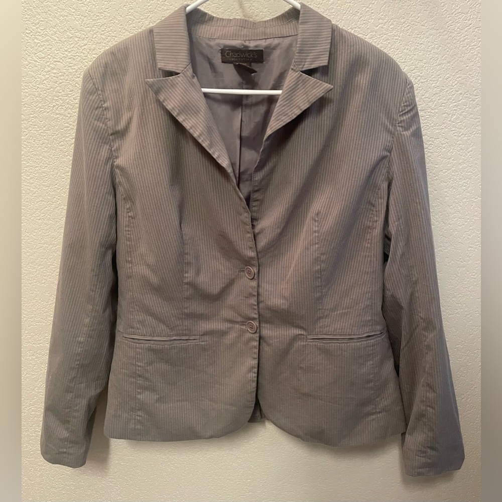 Chadwick’s Collection Women’s Green Pin Stripped Blazer
